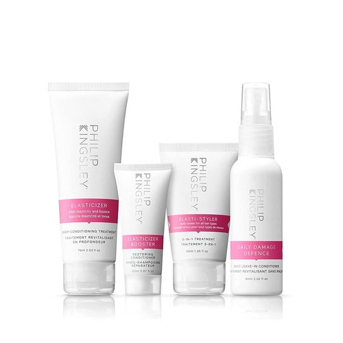 PHILIP KINGSLEY Elasticizer Deep Conditioning Treatment Hair Care Kit - Repair Hair Mask, Booster, Leave-In Conditioner Spray and Styling Cream, Adds Bounce and Shine, for Dry Damaged Hair