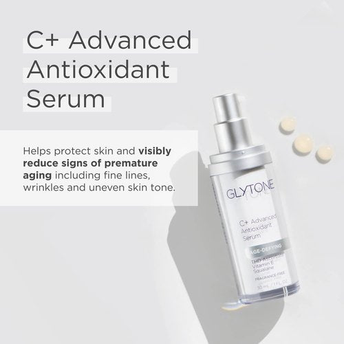 Glytone Age-Defying C+ Vitamin C Serum for Face | 20% Vitamin C, E and Squalane Antioxidant Complex | Reduces Fine Lines & Wrinkles | Hydrating & Anti-Aging Facial Serum for All Skin Types | 1 Fl Oz