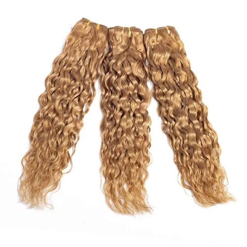 FEEL ME Color 27 Brazilian Water Wave Human Hair Bundles Honey Blonde Brazilian Hair Bundles 3 Pieces 12 14 16 Water Wave Human Hair Bundles Unprocessed Virgin Wet and Wavy Human Hair Extensions