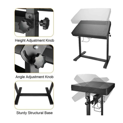 WZPB Tattoo Armrest Stand, Tattoo Arm Rest Stand Adjustable, Tiltable Thickened Black Leather Cushion, Stable Four Corner Base, Portable Tattoo Armrest for Studio Salon Tattoo XL