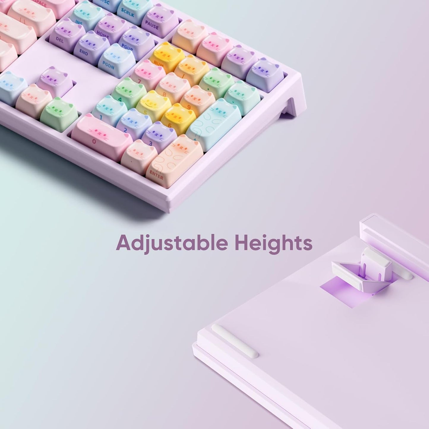 AKKO MG108B Colorful Cats Mechanical Keyboard Hot-Swappable Multi-Mode Gaming Keyboard with PBT Dye-Sub Mao Profile Keycaps Pre Lubed Piano Switch