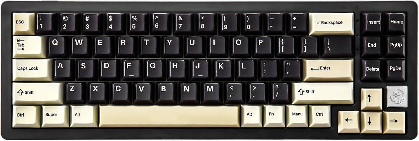 YUNZII AL71 68% Mechanical Keyboard (Black, Crystal White Switch) and Full Keycap Set (Coffee Cat) Bundle