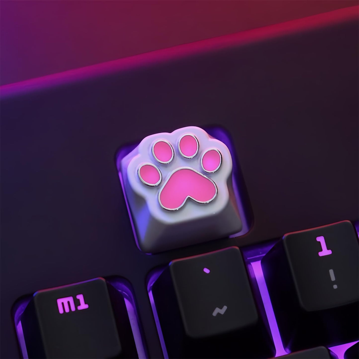 ZMX Custom ESC Keycaps,Artisan Aluminum Alloy Metal Keycaps for RGB Gaming Keyboard Backlight Personalized Keycaps for Cherry MX Switch Mechanical Keyboard R4 Height DIY Keycaps (Pink Cat-Paw)