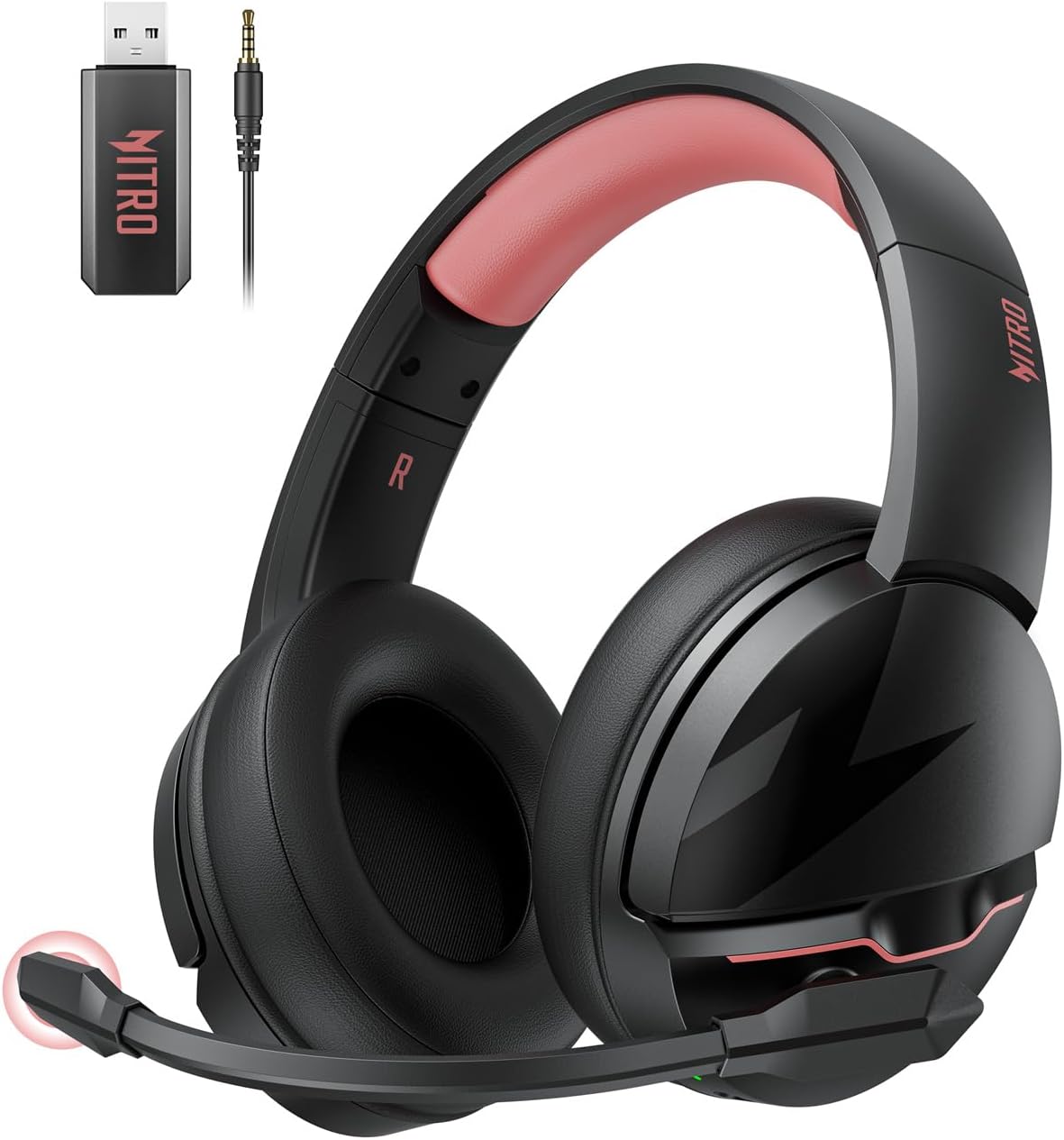 acer Wireless Gaming Headset, PS5 Headset with 2.4GHz for Ps5, Ps4, PC, Switch, Bluetooth 5.3 + 100Hrs Gaming Headphones with Noise Canceling Mic for Laptop, Mobile, Mac, 50mm Drivers (Red)