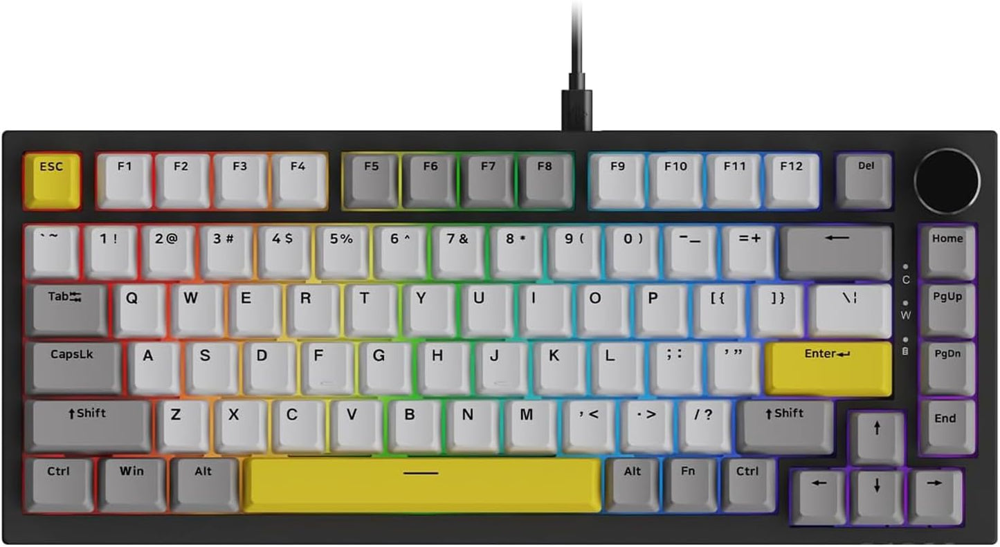 AJAZZ AK820 Pro 75% Gasket RGB Wireless Mechanical Keyboard with TFT Screen, Volume knob, Bluetooth/2.4G/Wired 3-Modes, Compact 82 Hot-Swap Keys, Tricolor PBT Keycap, 4000 mAh (Purple&Blue 3-Modes)