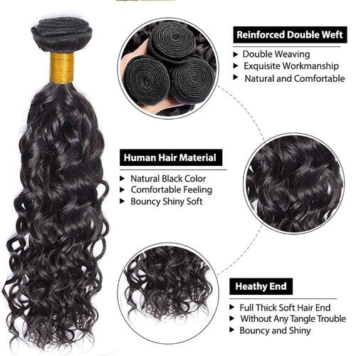 Water Wave Bundles 28 30 32 Inch Natural Black Color Unprocessed Peruvian Virgin Remy Hair 3 Bundles Wet And Wavy Human Hair Weave