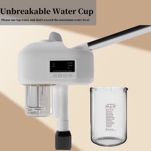 Facial Steamer Professional, Facial Steamer with Magnifying Lamp for Esthetician, 2 in 1 Ozone Steamer for Face, Face Steamer for Facial Deep Cleaning, White.