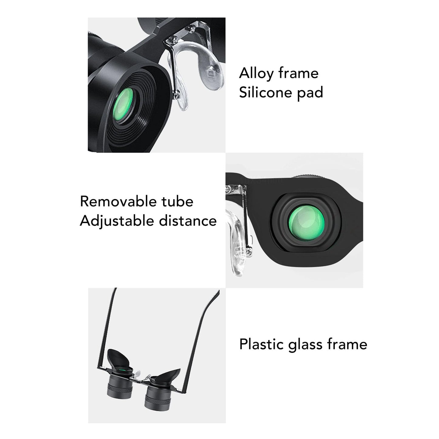 Zoom Optics Binocular Glasses, 10X Zoom Opera Glasses, Binoculars Glasses with Polarized Lens Handsfree Adjustable HD Optical Telescope Glasses for Fishing Bird Watching