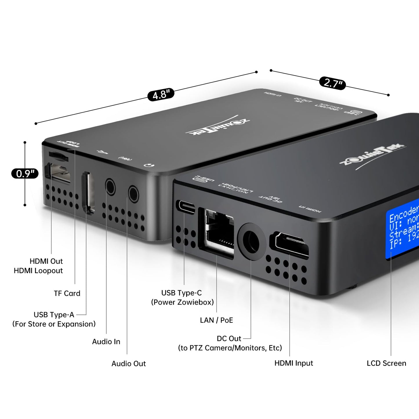 4K HDMI Video Encoder/Decoder, ZowieBox, Native NDI HX3 (Certified) Converter/Player, UVC to HDMI, Pass-Through Video Capture, SRT/RTMP(S)/RTSP, Live Streaming to YouTube