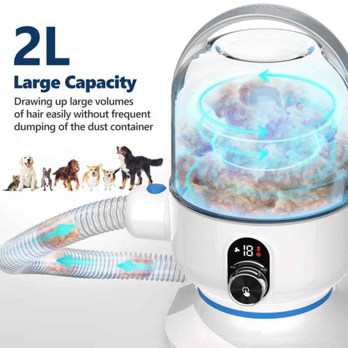 CuisinAid Pet Grooming Vacuum Kit, Low Noise Dog Grooming Vacuum for Shedding with 2L Large Capacity Hair Storage, Dog Vacuum with 5 Professional Tools for Shedding Grooming Dog Cat Pet Hair - Blue