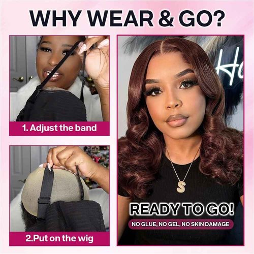 Ailwelia Chocolate Brown 5x5 Body Wave Bob Wig Human Hair Wear And Go Glueless Bob Wig Human Hair For Black Women 5x5 Hd Lace Closure Wigs 200 Density Bob Wig With Baby Hair 18 Inch