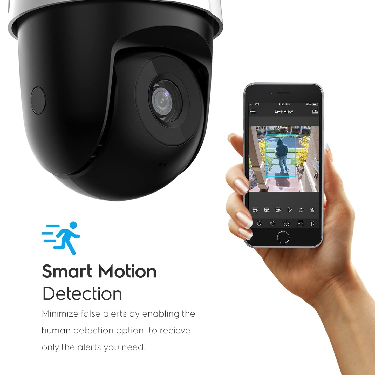 Amcrest 5MP UltraHD Mini AI Outdoor WiFi Camera, Security IP Camera with Two-Way Audio, 98ft Full Color Nightvision, Remote Viewing, 5-Megapixel, Wide 106° FOV, IP5M-1190W-V2 (White)