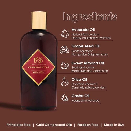 Brown Sugar Babe Wild Card Body Oil, Nourishing Oil for Women with Jasmine Perfume Oil and Cedar, Scented Skin Care, Paraben Free, Body-Oil Perfume, Phthalates Free, Made in USA