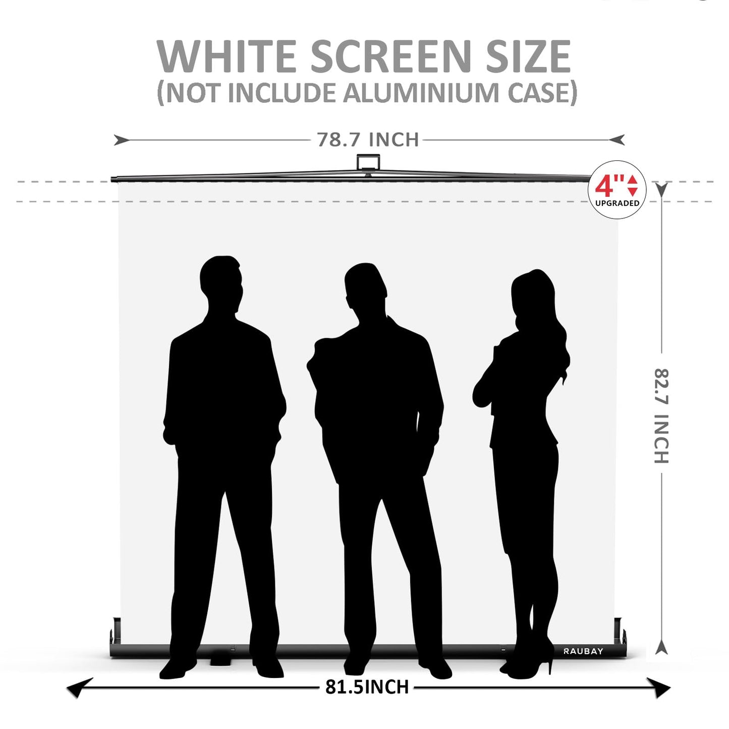 【Wider Style】 RAUBAY 78.7 x 82.7in Large Collapsible White Backdrop Screen Portable Retractable Panel Photo Background with Stand for Video Conference, Photographic Studio, Streaming