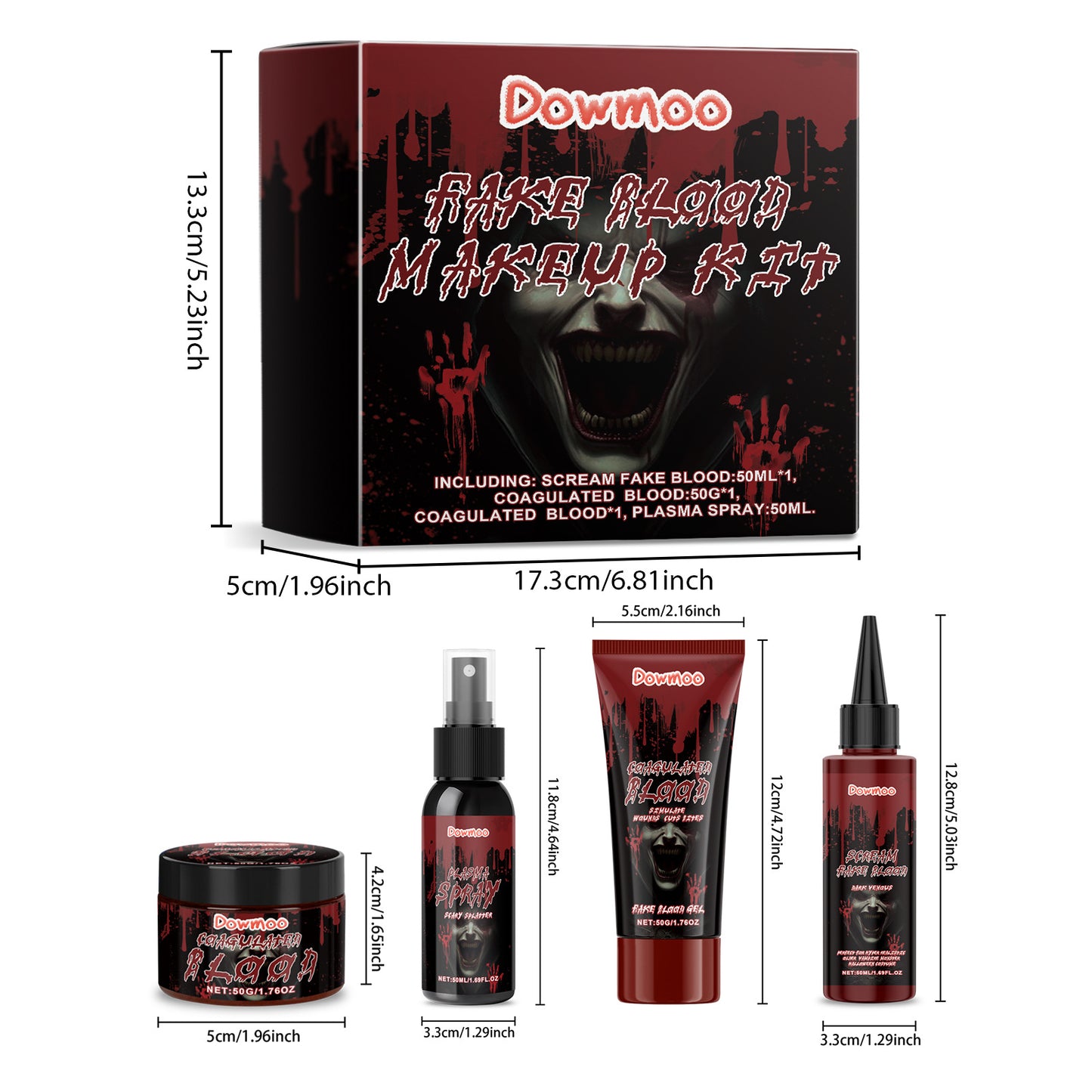Halloween Fake Blood Makeup Kit - Realistic Costume FX for Cosplay & Pranks