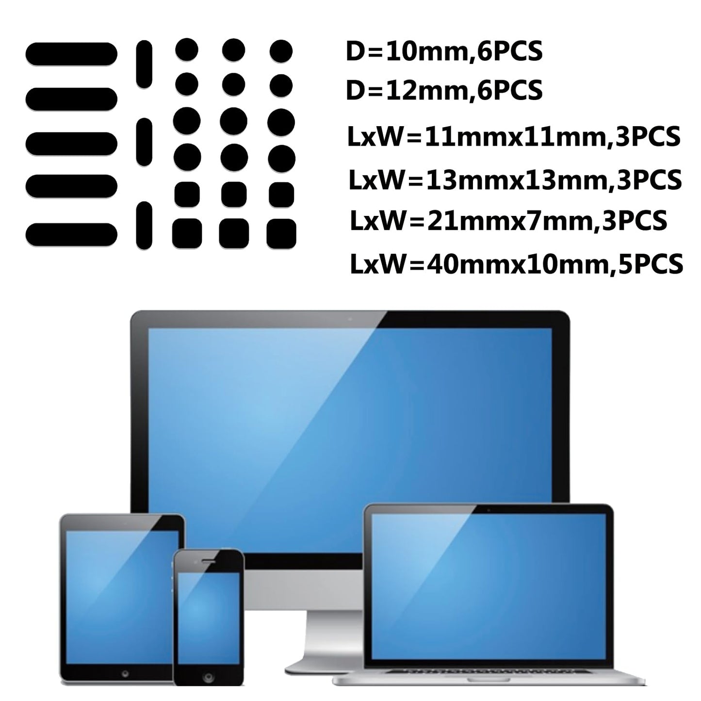 APeiSi Universal Webcam Covers - Privacy Protection Accessory, No Residue Application, Safe Screen Closure - Dots,Squares and Bars, 26 Pieces - Black