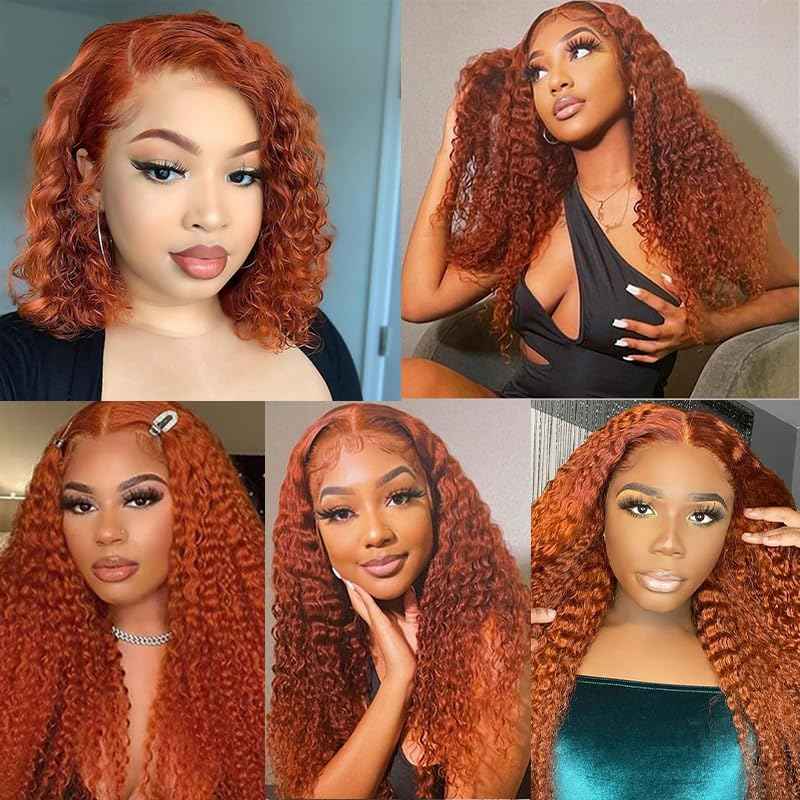 Ginger Human Hair Bundles 350 Deep Wave Bundles Ginger Orange Bundle 24 26 28 inch #350 Bundle Human Hair Extensions