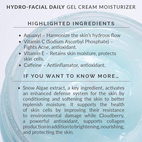 Beyond Complexion Hydro-Facial Daily Gel Cream Moisturizer - Non-Greasy Moisturizer Restores Natural Moisture Barrier by Reducing Water Loss (2 fl oz. 60ml)
