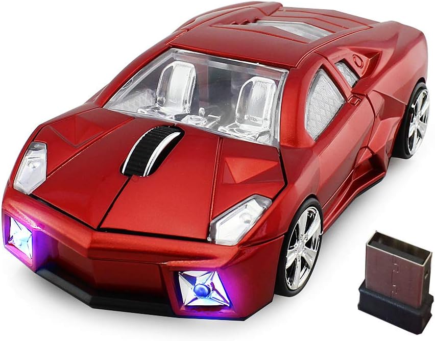 2.4Ghz Wireless Car Shape Mouse 3D Optical Gaming Mice USB Mini Receiver for PC Laptop Computer