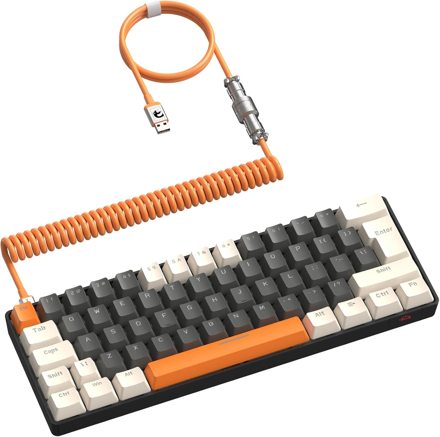 ZIYOU LANG RK-T60 Wired Mechanical Gaming Keyboard and Mouse Combo Portable with Rainbow Backlit 62Key NKRO 6400DPI RGB Honeycomb Mice Coiled Aviator Cable for PS4/PC/WIN Gamer(Light Gray/Red Switch)
