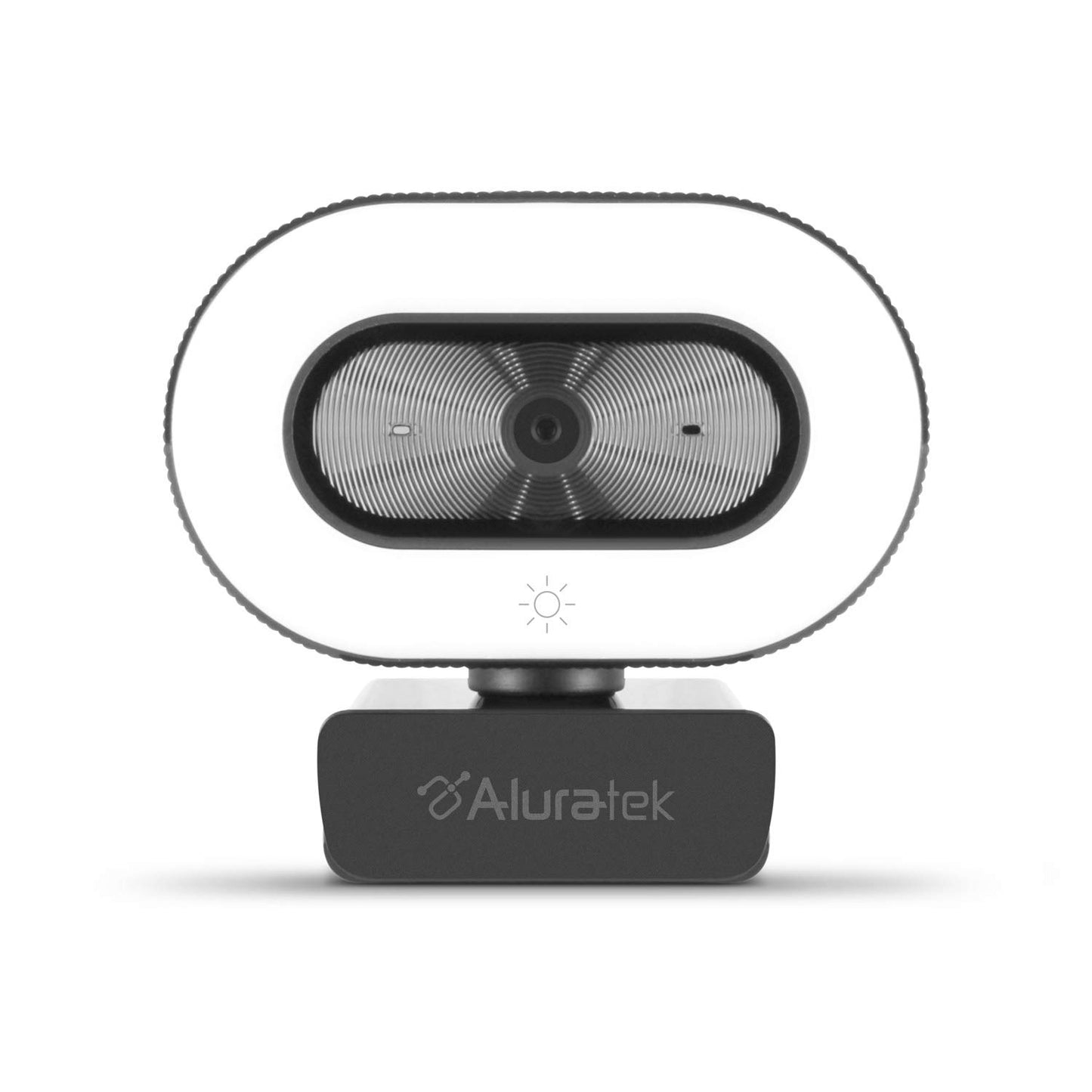 Aluratek 1080p HD Webcam with Ring Light, Auto Focus and Directional Noise Cancelling Mic, Universally Compatible, LED Adjustable Ring Light