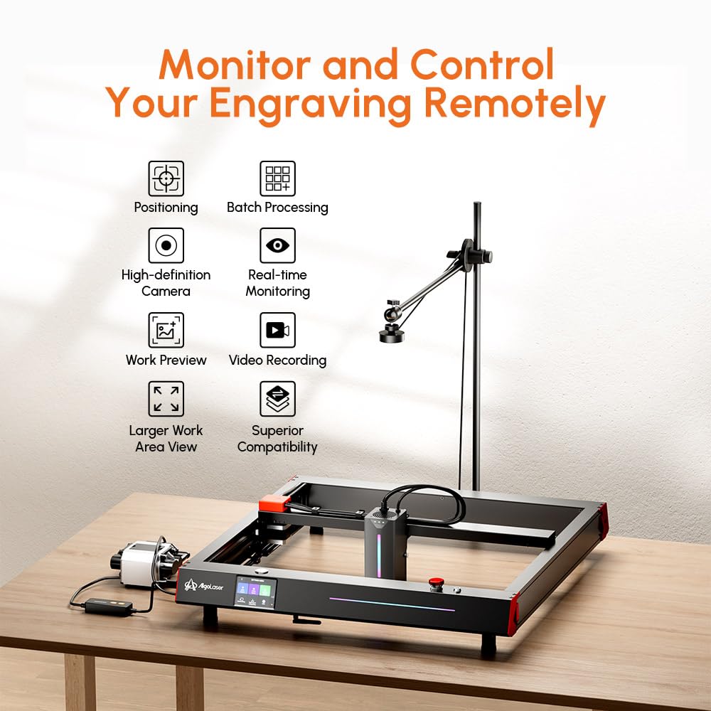 Algolaser Laser Engraver Camera - Lightburn Camera for Laser Engraver with 6 FT USB Interface,5MP HD Laser Engraver Machine Camera with Batch Engraving/Precise Position/Preview & Work Range 550*800mm