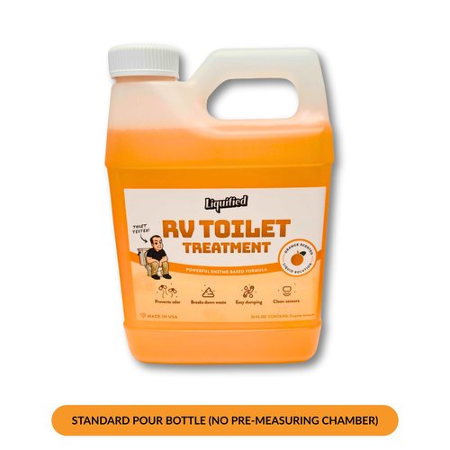 Liquified RV Toilet Treatment - Orange Scent, 32oz Standard Pour Bottle - Holding Tank Waste Digester & Odor Eliminator, Septic Safe, Biodegradable - Made in USA