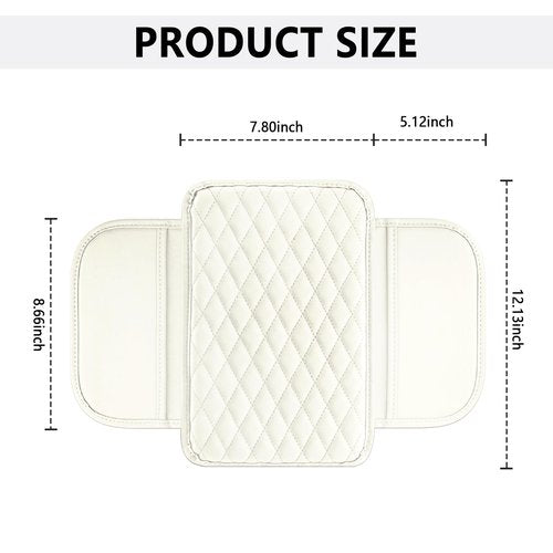 Upgraded Car Center Console Cover,Microfiber Leather Car Armrest Cover Cushion with 2 Storage Bags,Universal Car Armrest Storage Box Car Interior Accessories for Most Vehicles (Cream)