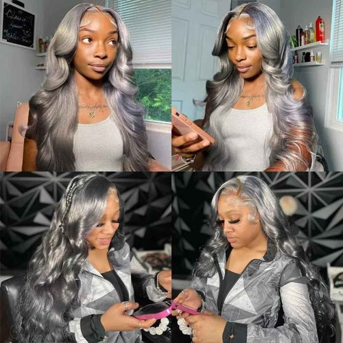 Grey Bundles Human Hair Body Wave Bundles 34 34 34 Inch Gray Body Wave Human Hair Extensions Double Weft Unprocessed Brazilian Virgin Hair 3 Bundle 50 Grams Per Bundle