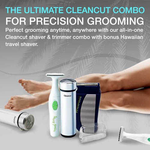 Cleancut Personal Electric Shaver & Trimmer Combo - ES412 Foil Shaver, PS335 Body Trimmer for Men & Women, Rechargeable Cordless Shaver for Face, Pubic, Intimate Areas - Made in Japan