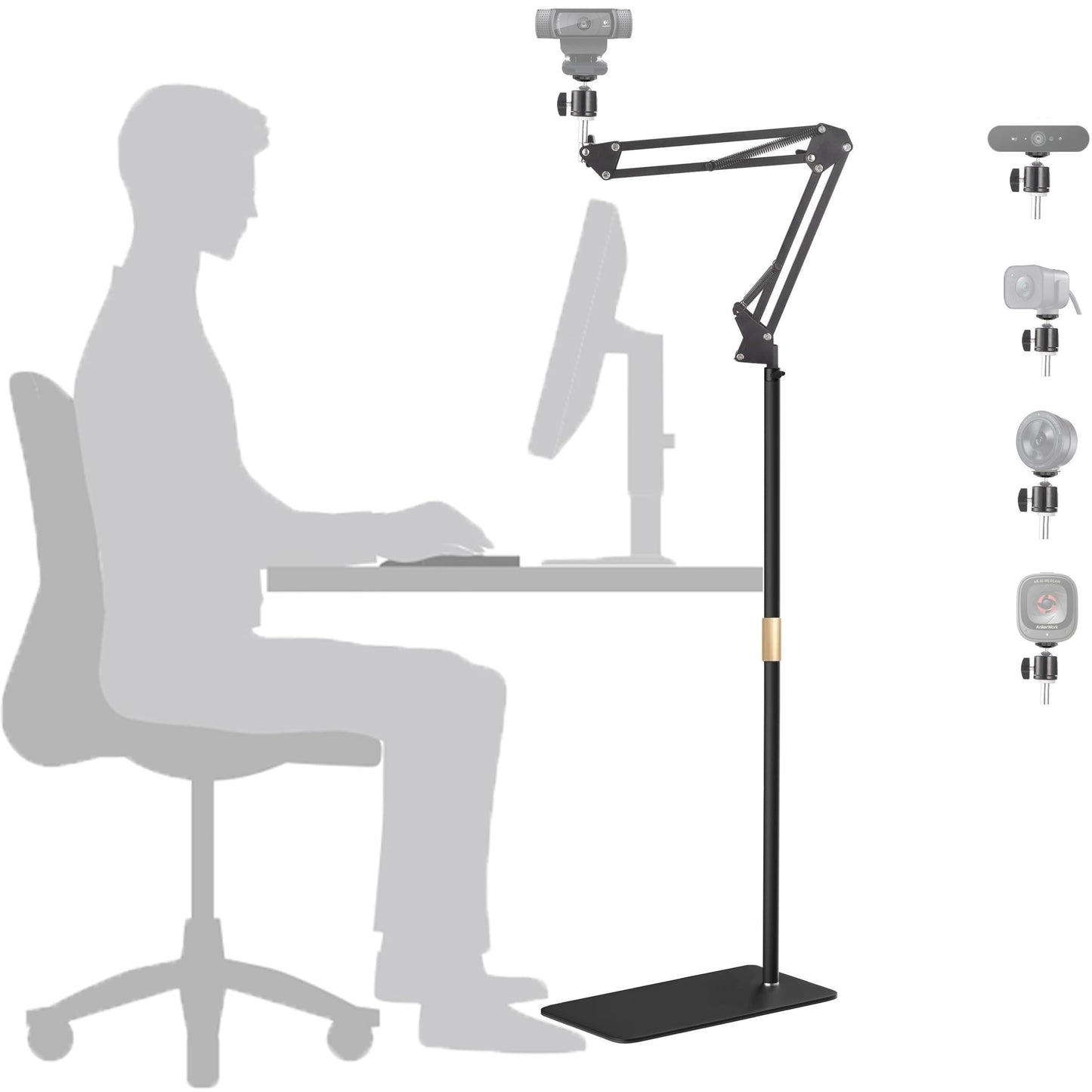 AceTaken Webcam Floor Stand,70-inch Metal Webcam Floor Holder Compatible with Logitech C920 StreamCam C930 C922 C615 C925e Brio 4K,Brio 500,MX Brio 4K Webcams