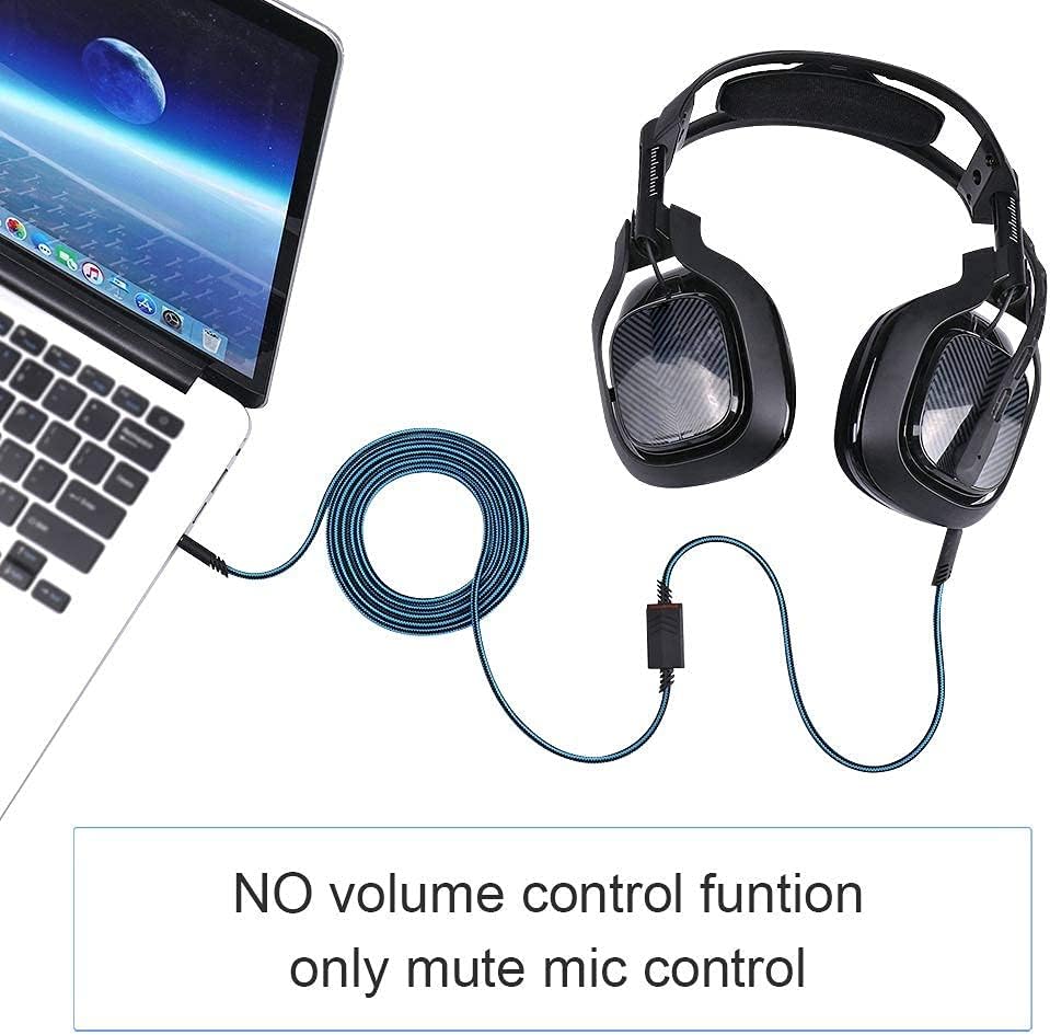 2.0M Replacement Audio Cable Compatible with Astro A40 A40TR Gaming Headset, Inline Mute Wire and No Volume Control Cord (Nylone Cord)