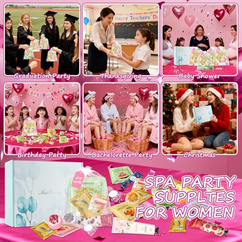 56Pcs Spa Party Supplies Set,Including 8 Spa Kits with Facial Masks Eye Patches Hand Cream Lip Balm Foot Bath Bombs,Ideal Gift for Sleepover,Spa Day,Slumber & Birthday Party Favors