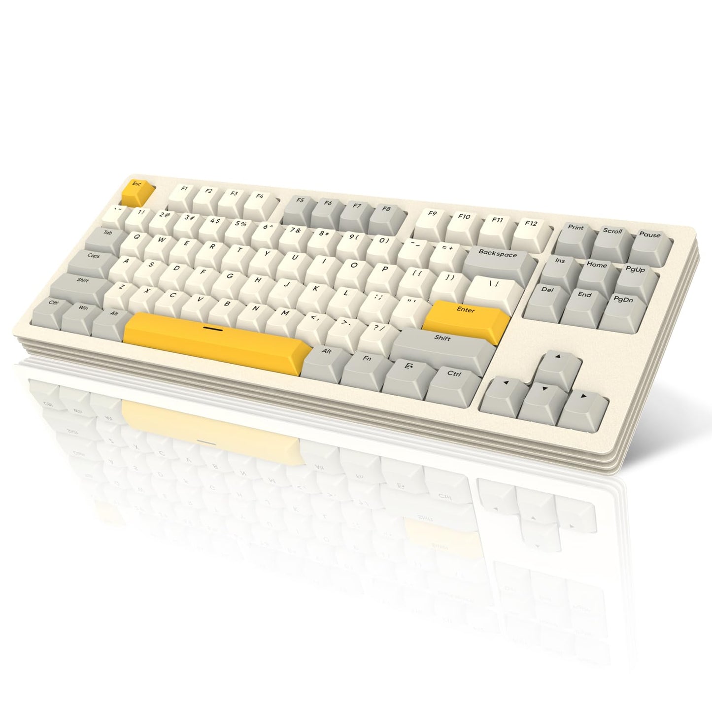 A.JAZZ AKC087 Mechanical Keyboard, Tri-Mode Wireless, Multi-Layer Metal Base, Compact 87 Keys TKL Layout, Retro Tricolor, Hotswappable RGB, for Win/Mac
