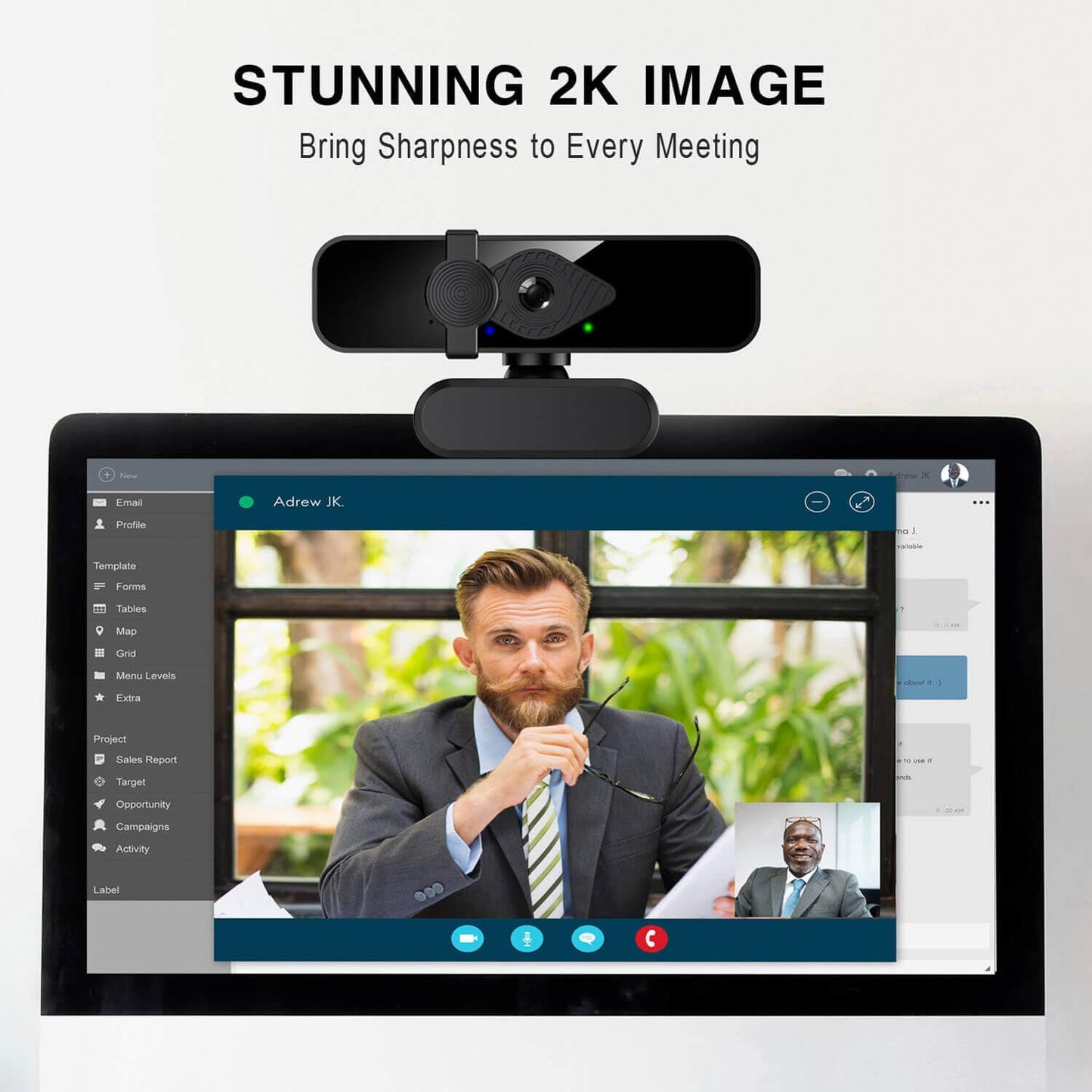 2K Webcam for PC, 85° View USB Computer Camera, with Noise Canceling Microphone & Privacy Cover, HD Web Cameras for Desktop Laptop Monitor Mac Streaming, Video Calling Webcams, 1pc cable organizer
