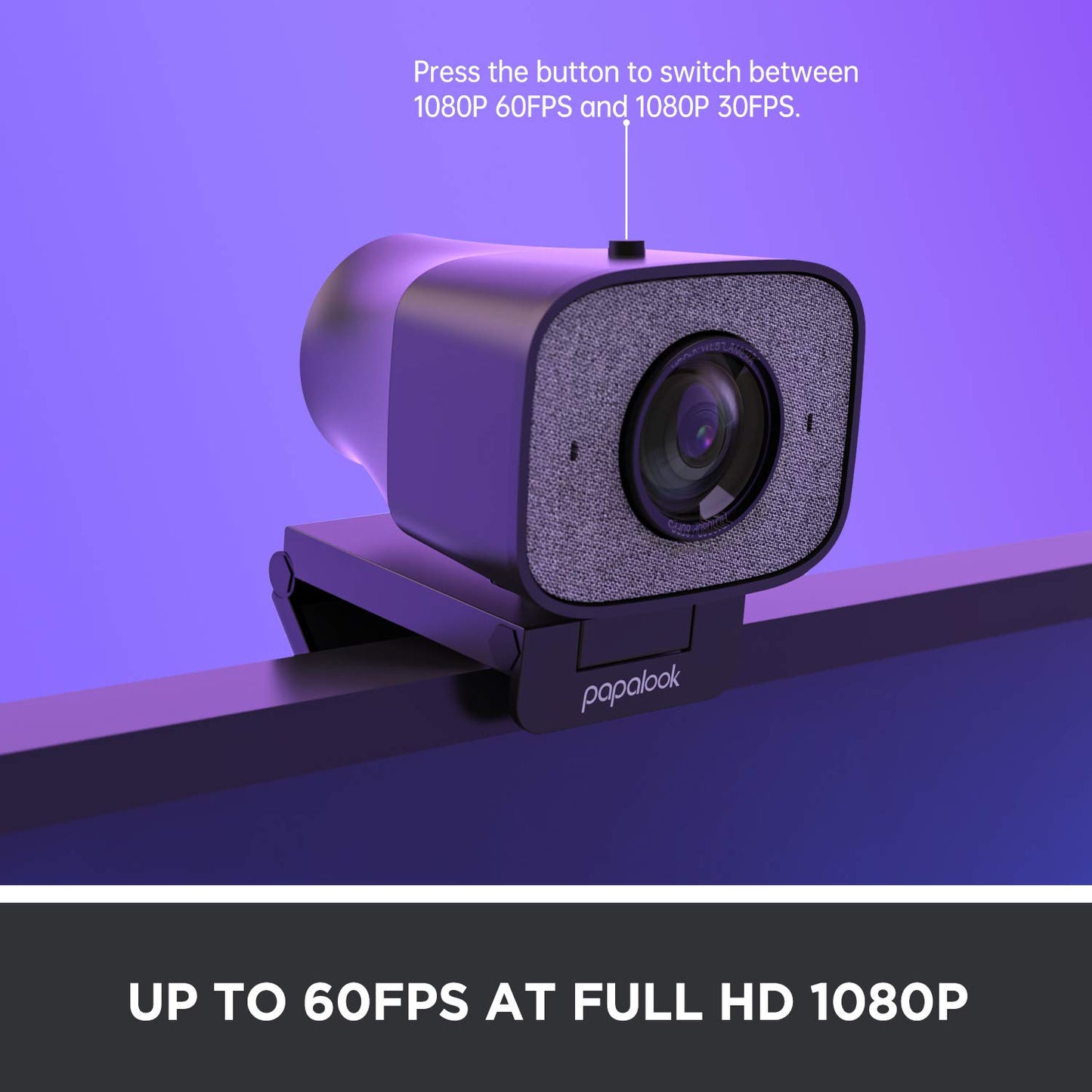 2023 2K Ultra HD Webcam, PAPALOOK PA930 1080P 60FPS Live StreamCam with Dual Microphone, 90° Fixed Focus, Privacy Cover and Tripod, Computer USB Web Camera for Zoom/Skype/Twitch/OBS