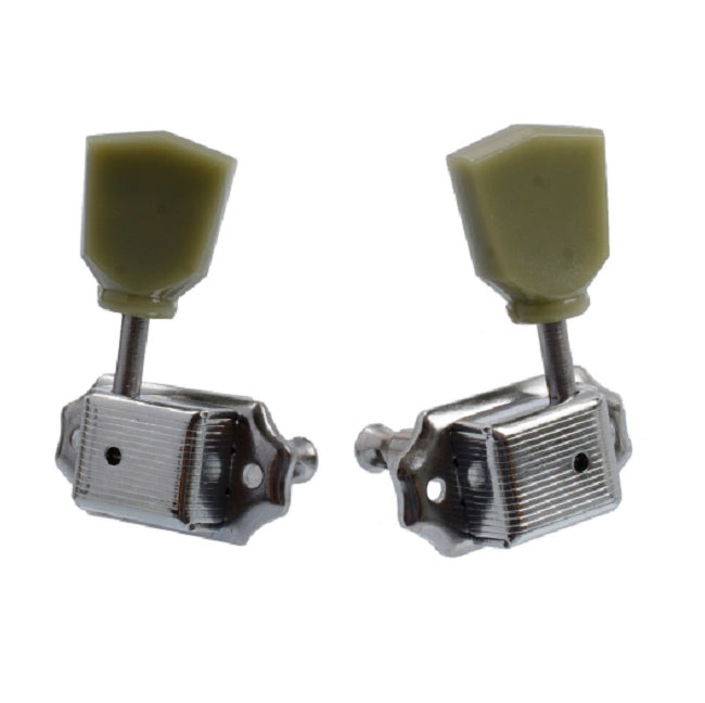 Vintage Guitar Tuning Pegs Set - Jade Diamond Handle, Silver & Gold Options