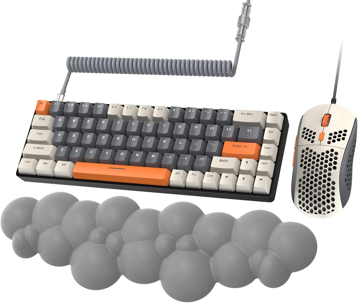 ZIYOU LANG RK-T8 Wired 65% Mechanical Gaming Keyboard with RGB LED Backlit Anti-ghosting TKL Mini 68 Key Custom Coiled C to A Cable Tactile Blue Switch for PS4 PS5 Xbox PC Mac Gamer(White/Blue/Red)