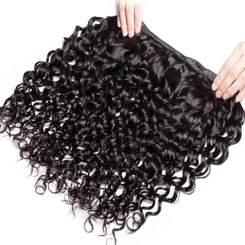 12A 3 Bundles Water Wave Human Hair (16 18 20 Inch) 100% Unprocessed Weave Brazilian Human Hair Bundles Full And Thick Virgin Hair Extensions Natural Color