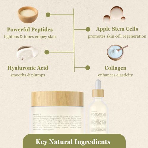 Skin Revival Bundle: Crepe Repair Cream (8.1 Oz) & Anti-Aging Night Serum (1.7 Fl Oz) – Diminish Crepey Skin, Fine Lines & Wrinkles with Powerful Collagen Boosting Formula