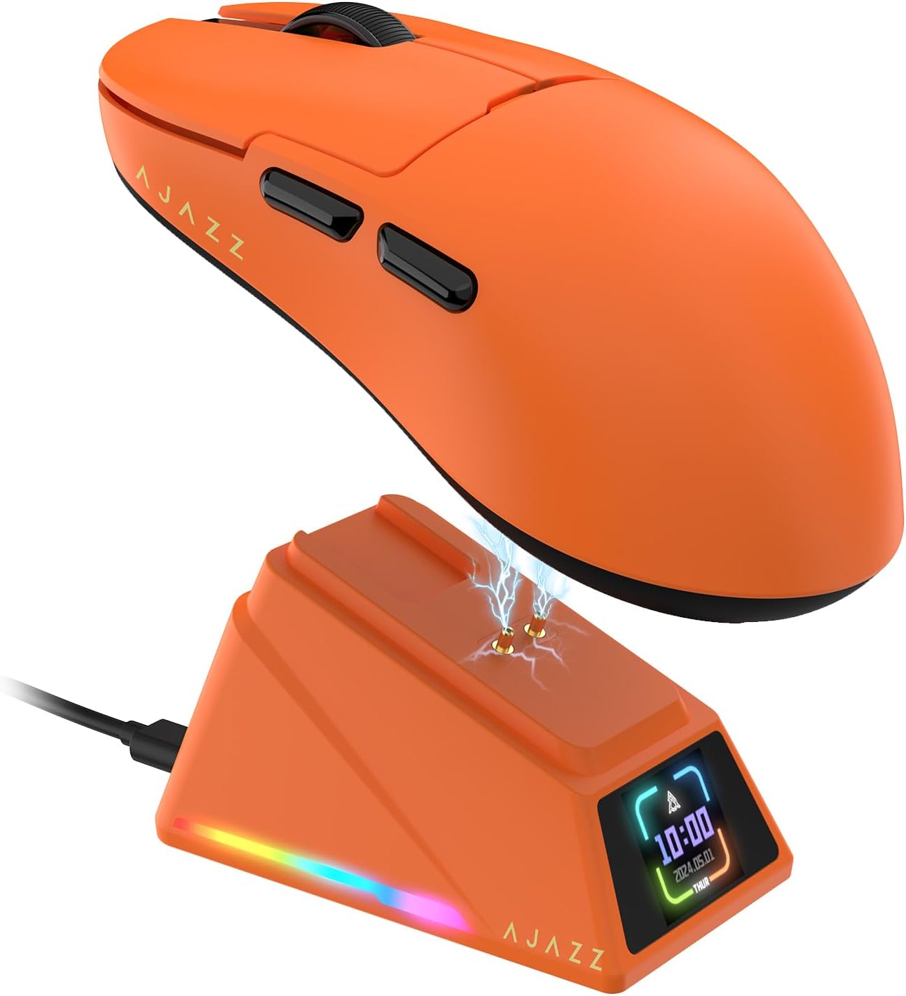 AJAZZ AJ159 APEX Wireless Gaming Mouse with Magnetic Charging Base, 56g Lightweight BT/2.4G/USB-C Wired Mouse, PAW3950APEX 42K DPI Optical Sensor, Programmable Buttons for PC/Mac/Win(Blue)