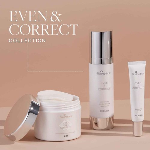 SkinMedica Even & Correct Brightening Treatment Pads For Face Exfoliating, 10% Glycolic Acid Pads That Are Retinol-Free, Alcohol-Free and Hydroquinone-Free, 60 Ct