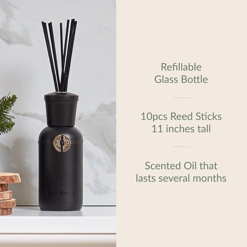 Archipelago Botanicals Black Forest Reed Diffuser, Home Fragrance Reed Diffuser, Includes Fragrance Oil, Decorative Wooden Cap & 10 Diffuser Reeds, Perfect for Home, Office or Gift, 7.85 fl oz