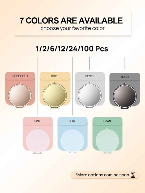 Getinbulk Compact Mirror for Purse, Set of 24 Double-Sided 1X/2X Magnifying Metal Pocket Makeup Mirrors(Round, Rose Gold)