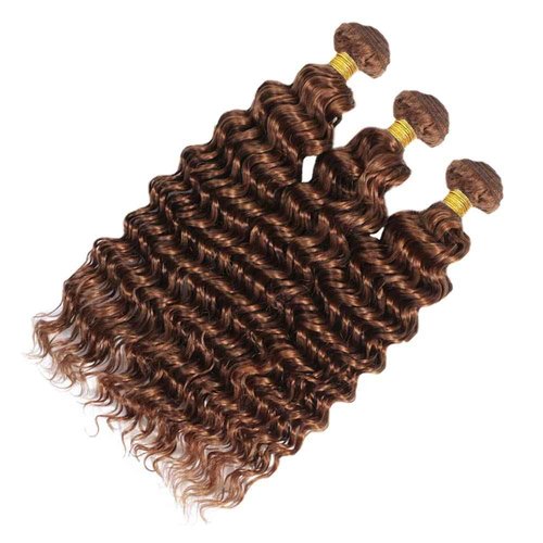 26 28 30 Inch Light Brown Human Hair Bundles Color 30 Deep Wave Bundles Brazilian Virgin Remy Hair Extensions Brown Loose Deep Wave Bundle For Black Women