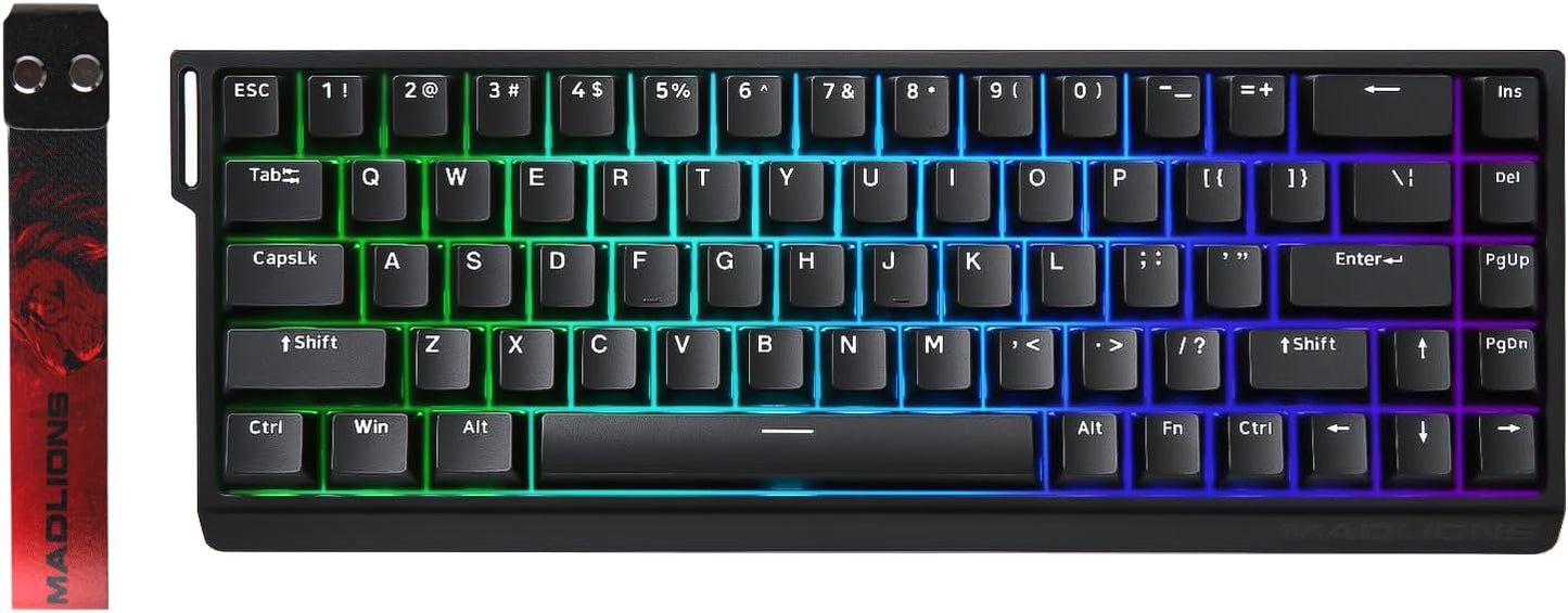 YUNZII x MADLIONS MAD68 HE Rapid Trigger Wired Magnetic Mechanical Gaming Keyboard 60% Hall Effect Switches Adjustable Actuation, PBT Keycaps RGB Hot-Swap,8K Hz Polling Rate(Black,Amber Pro Switch)