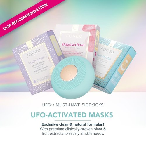 FOREO UFO mini 2 Red Light Therapy For Face - Deep Facial Hydration - Anti Aging - Face Moisturizer - Dark Spot Remover - Full LED Spectrum - Mint