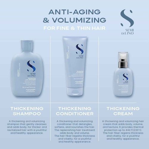 Alfaparf Milano Semi di Lino Density Gift Set for Fine, Thin and Aging Hair - Sulfate Free Shampoo, Conditioner and Thickening Cream - Thickens, Replumps and Revitalizes Fine Hair