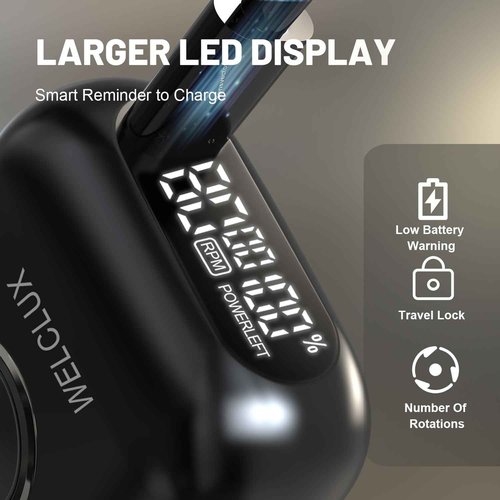 Welclux Electric Foil Shavers for Men: Advanced Mini Electric Razor with 4 Floating Blades & Large LED Display - 2 Adjustable Speeds - IPX7 Waterproof - USB Type C