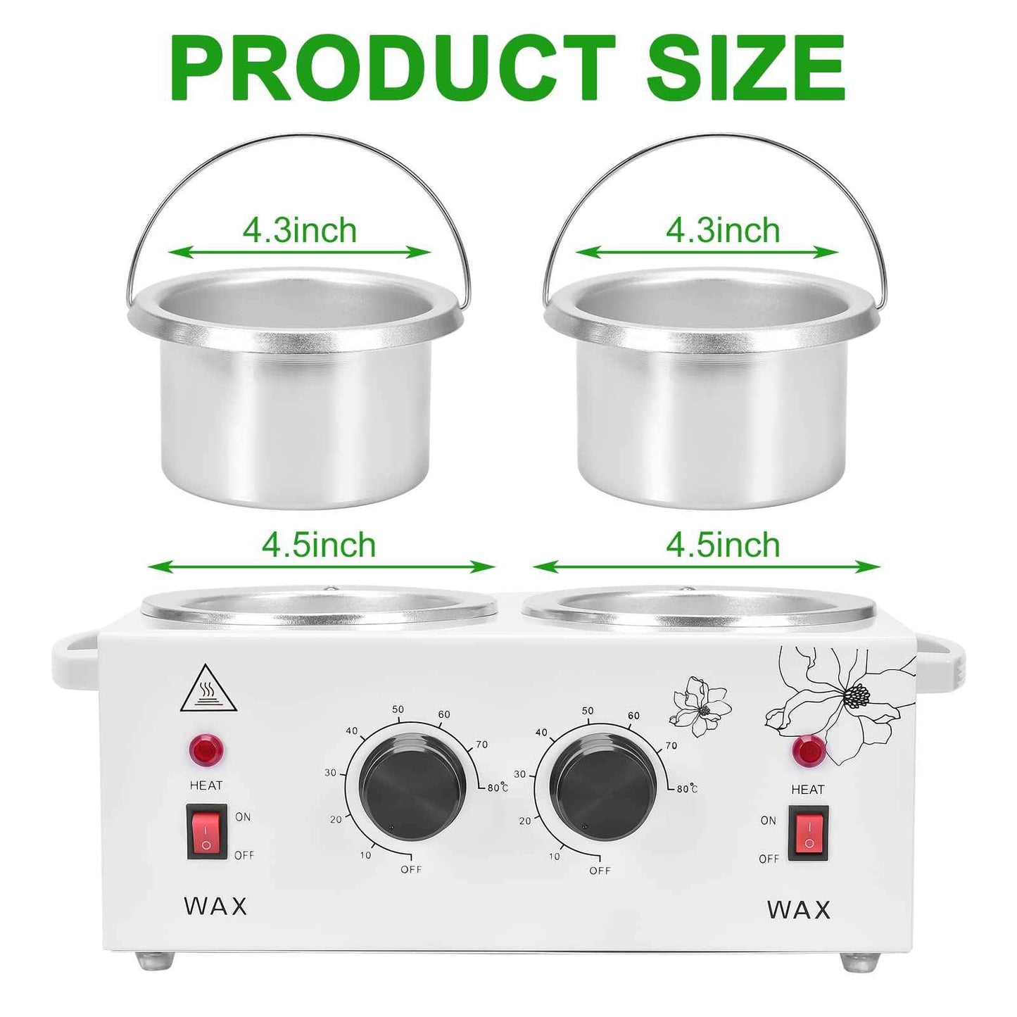 Panghuhu88 Panghuhu88 Double Professional Wax Warmer Pot,Dual Parrafin Waxing Machine, SPA Equipment Adjustable Temperature, Facial Skin Hair Removal Tool Set